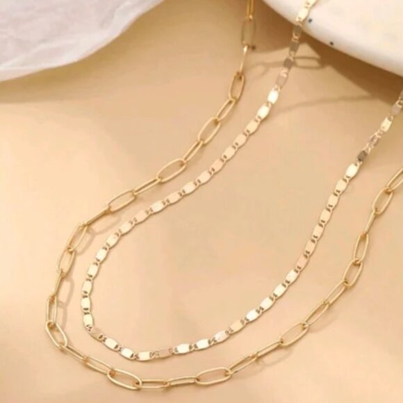 14K Gold Filled Paper Clip Layered Gold Filled Necklace - Picture 2 of 5